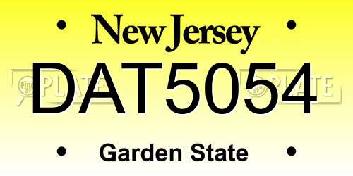 DAT5054 New Jersey License Plate