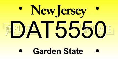 DAT5550 New Jersey License Plate
