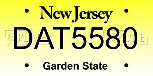 DAT5580 New Jersey License Plate