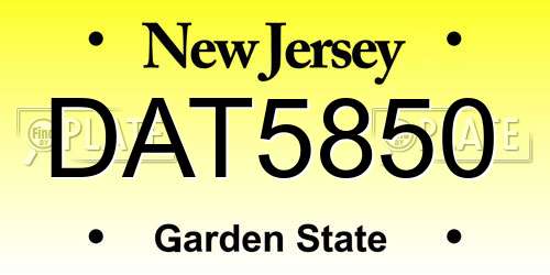 DAT5850 New Jersey License Plate