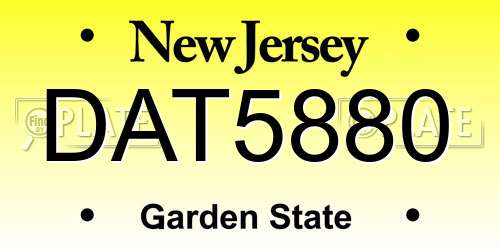 DAT5880 New Jersey License Plate