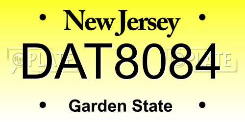 DAT8084 New Jersey License Plate