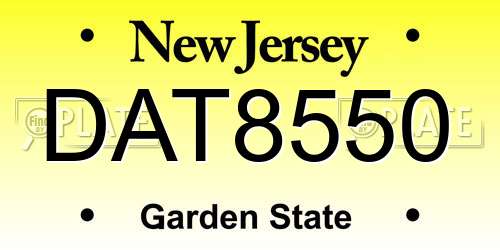 DAT8550 New Jersey License Plate