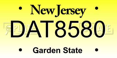 DAT8580 New Jersey License Plate