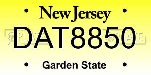 DAT8850 New Jersey License Plate