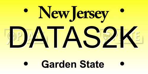 DATAS2K New Jersey License Plate