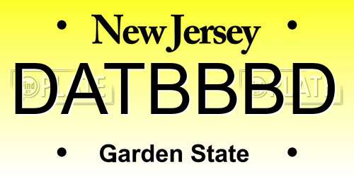 DATBBBD New Jersey License Plate