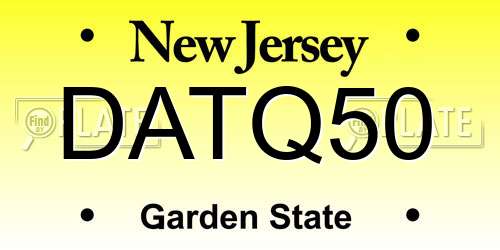 DATQ50 New Jersey License Plate