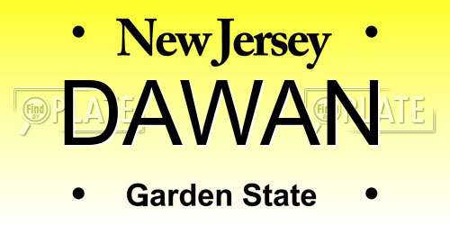 DAWAN New Jersey License Plate