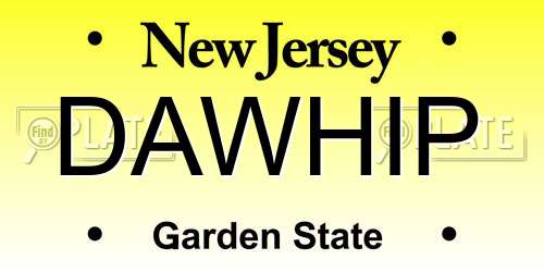DAWHIP New Jersey License Plate