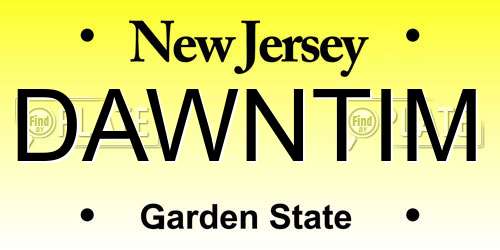 DAWNTIM New Jersey License Plate