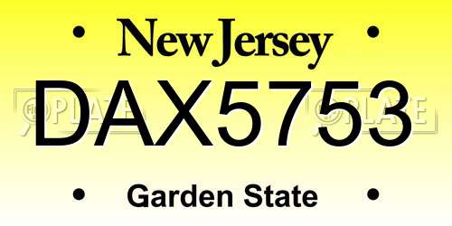 DAX5753 New Jersey License Plate