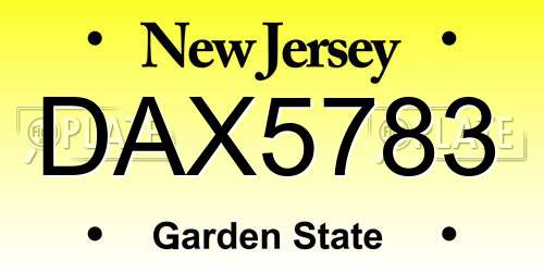 DAX5783 New Jersey License Plate