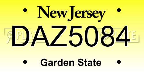 DAZ5084 New Jersey License Plate