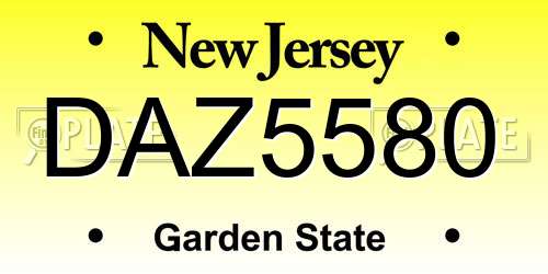 DAZ5580 New Jersey License Plate