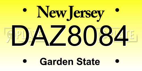 DAZ8084 New Jersey License Plate