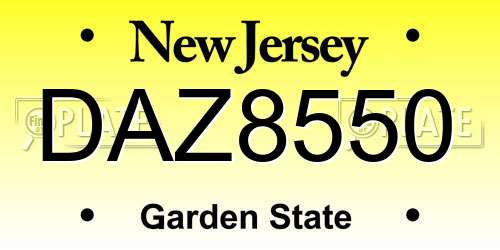 DAZ8550 New Jersey License Plate