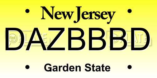DAZBBBD New Jersey License Plate
