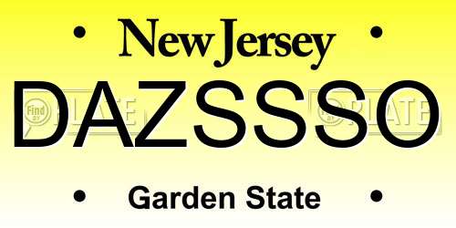DAZSSSO New Jersey License Plate