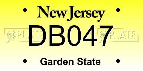 DB047 New Jersey License Plate