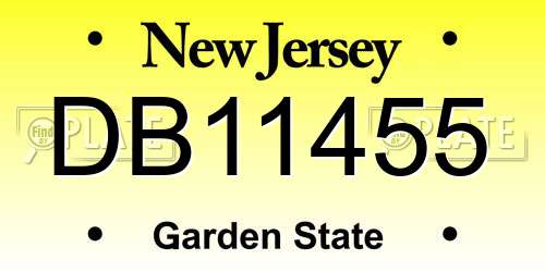 DB11455 New Jersey License Plate