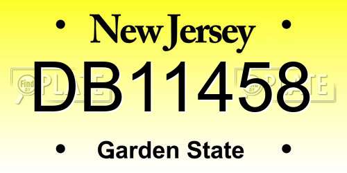 DB11458 New Jersey License Plate