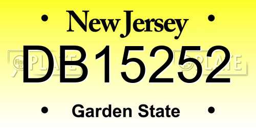 DB15252 New Jersey License Plate