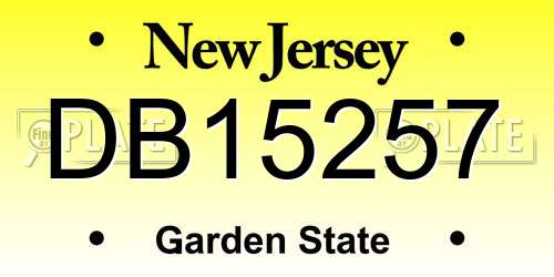 DB15257 New Jersey License Plate