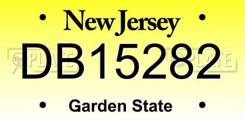 DB15282 New Jersey License Plate
