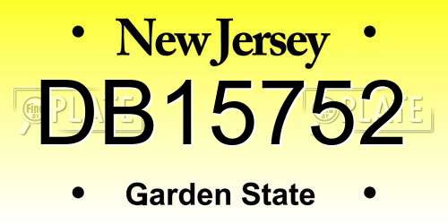 DB15752 New Jersey License Plate