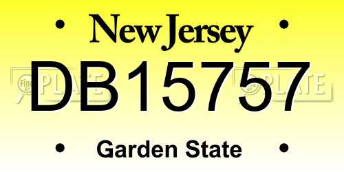 DB15757 New Jersey License Plate