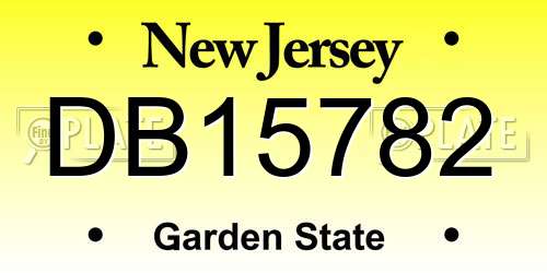 DB15782 New Jersey License Plate