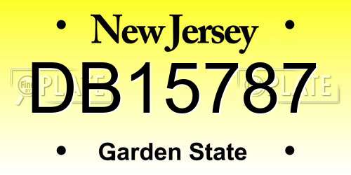 DB15787 New Jersey License Plate