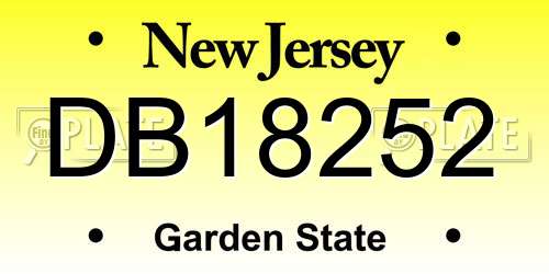 DB18252 New Jersey License Plate