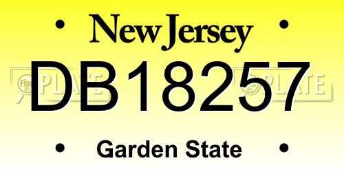 DB18257 New Jersey License Plate