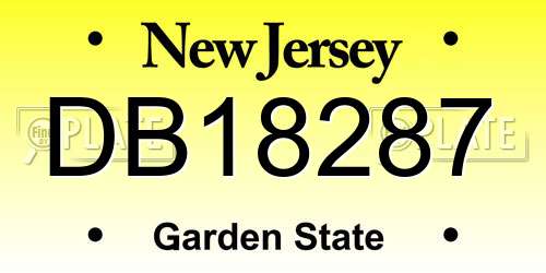 DB18287 New Jersey License Plate