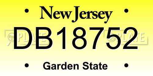 DB18752 New Jersey License Plate