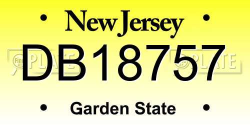 DB18757 New Jersey License Plate