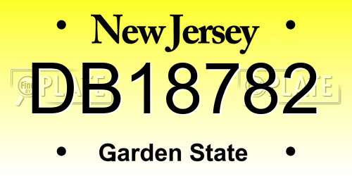 DB18782 New Jersey License Plate