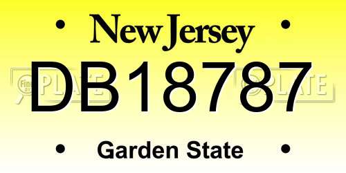 DB18787 New Jersey License Plate