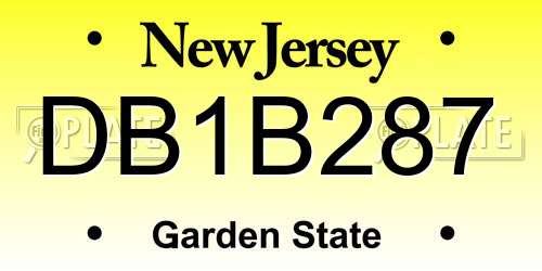 DB1B287 New Jersey License Plate