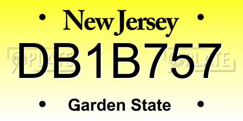 DB1B757 New Jersey License Plate