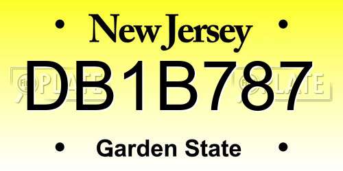 DB1B787 New Jersey License Plate