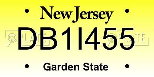 DB1I455 New Jersey License Plate