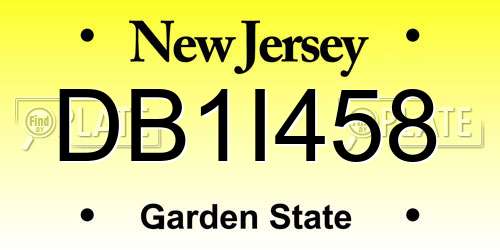 DB1I458 New Jersey License Plate