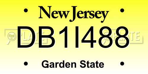 DB1I488 New Jersey License Plate