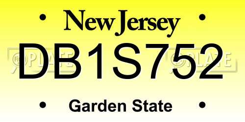 DB1S752 New Jersey License Plate