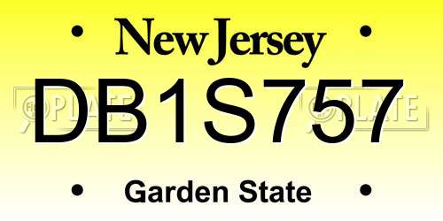 DB1S757 New Jersey License Plate