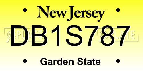 DB1S787 New Jersey License Plate