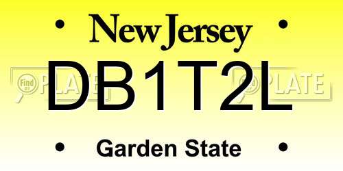 DB1T2L New Jersey License Plate